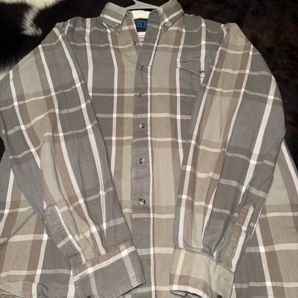 Roper Men's Plaid Button-Down Shirt - Gray and Tan